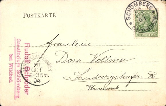 Postcard Schömberg (Calw district) in the Black Forest Württemberg, sanatorium, duck pond