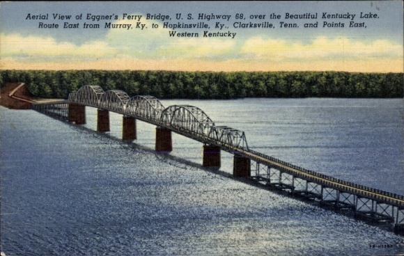 Ak Kentucky USA, Eggners Ferry Bridge, luchtfoto