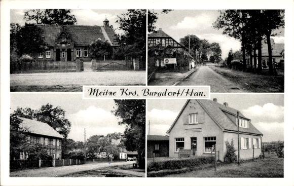 Ak Meitze Wedemark in Niedersachsen, Straßenpartie, Gebäude
