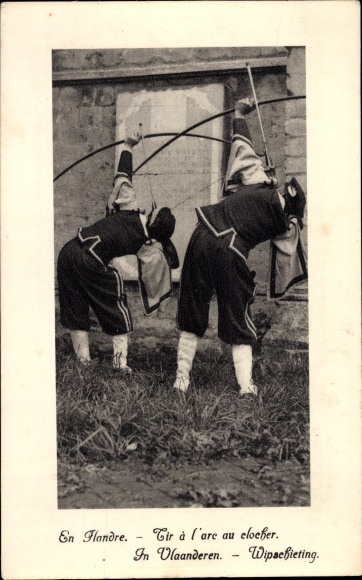Postcard En Flandre, Tir a l&#39;arc au clocher, archers