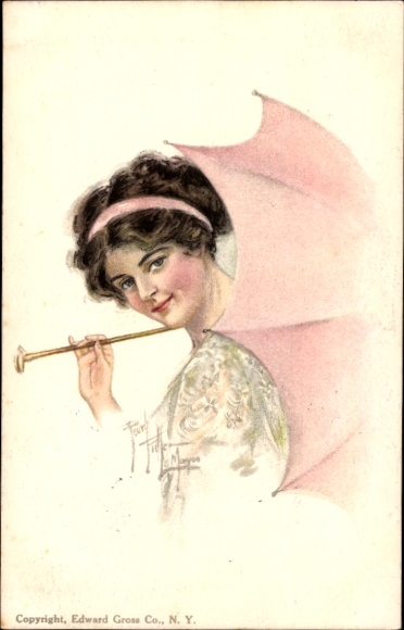 Künstler Ak Junge Frau mit Schirm, Portrait, American Girl No. 29