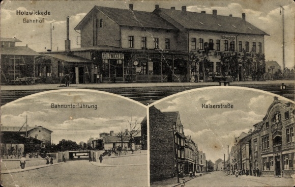 Ak Holzwickede im Ruhrgebiet, Bahnhof Gleisseite, Bahnunterführung, Kaiserstraße