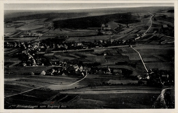 Postcard Allmendingen in Württemberg, aerial photograph