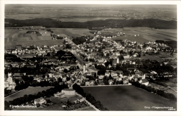 Postcard Fürstenfeldbruck in Upper Bavaria, aerial photograph