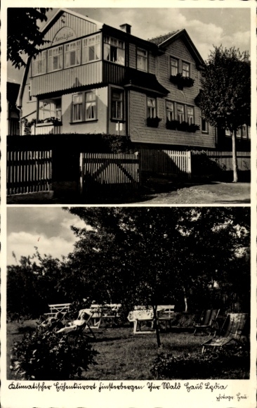 Postcard Finsterbergen Friedrichroda Thuringia, view of the house Lydia, garden chairs