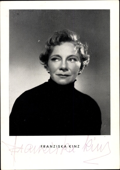 Postcard actress Franziska Kinz, portrait, autograph