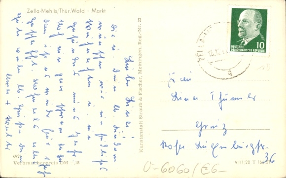 Postcard Zella Mehlis in the Thuringian Forest, market in winter