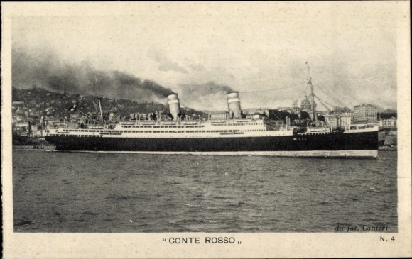 Postcard ship Conte Rosso, Lloyd Sabaudo