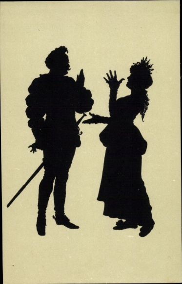 Paper cutting Postcard Konewka, Paul, Prince Heinrich and Poins