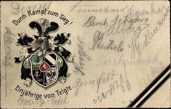 Studentika Ak Telgte in Westfalen, een jaar oud 1911, door strijd naar de overwinning