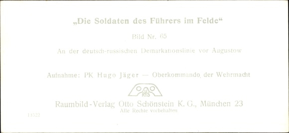 Stereo spatial image photo &quot;The soldiers of the leader in the field&quot; No: 65, German Russ. demarcation line