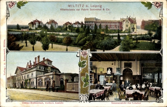 Ak Miltitz Leipzig in Sachsen, Villenkolonie der Fabrik Schimmel, Casino-Restaurant, Innenansicht