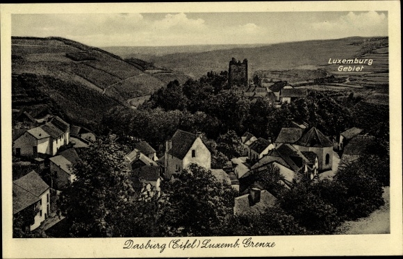 KP Dasburg w Eifel, częściowy widok, Gasthof L. Schmitz, granica z Luksemburgiem, ruiny