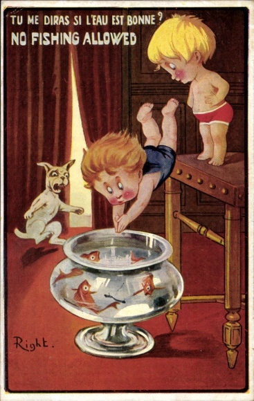 Artist Postcard Right, Children, Tu me diras si l'eau est bonne