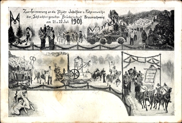 Ak Braunschweig in Niedersachsen, 75. Jubelfeier und Fahnenweihe, Brüderschaft