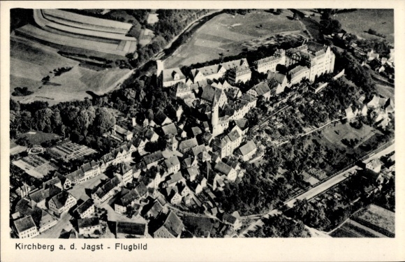 Postcard Kirchberg an der Jagst, aerial photograph