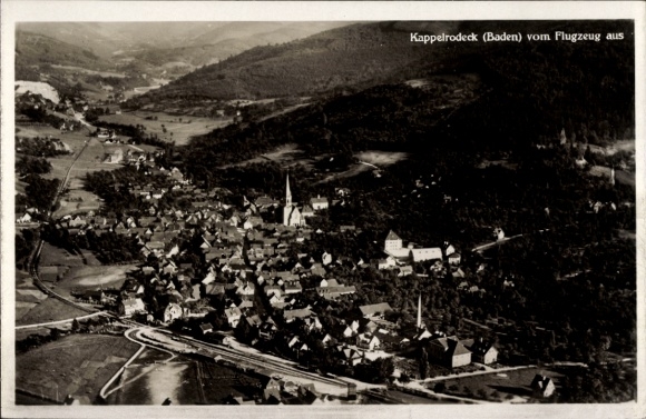 Postcard Kappelrodeck in the Black Forest, aerial photograph