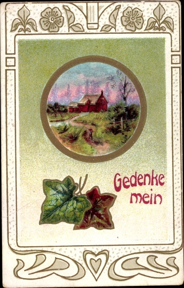 Chromo-Litho Remember me, ivy, house in the country