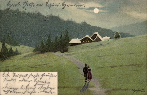 Künstler Ak Mailick, Dorfidyll