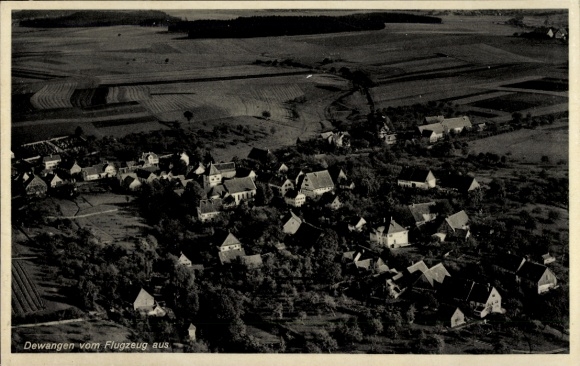 Postcard Dewangen Aalen in Württemberg, aerial view of many single-family houses, rural surroundings