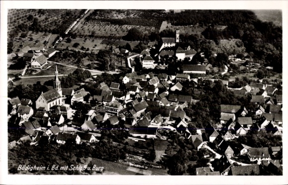 Ak Bödigheim Buchen in het Odenwald Baden, luchtfoto, kasteel, fort