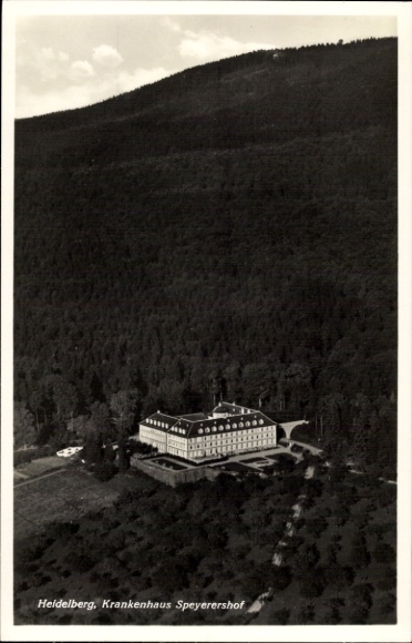 Postcard Heidelberg am Neckar, aerial photograph, Speyerershof Hospital