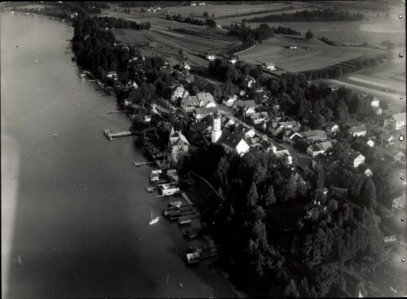 Photo Seeshaupt on Lake Starnberg, Upper Bavaria, aerial photograph