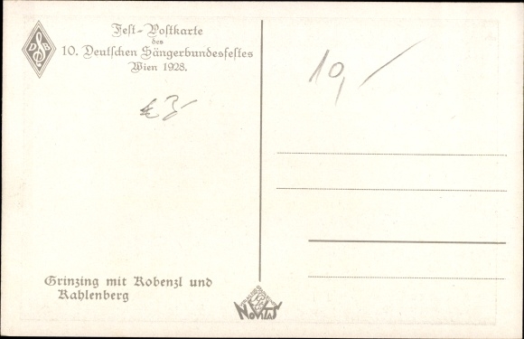 Artist PC Vienna 19 Döbling Grinzing, 10th German National Singers Festival 1928, Kahlenberg
