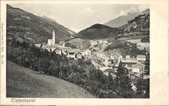 Postcard Tiefenkasten Tiefencastel Canton of Graubünden, general view