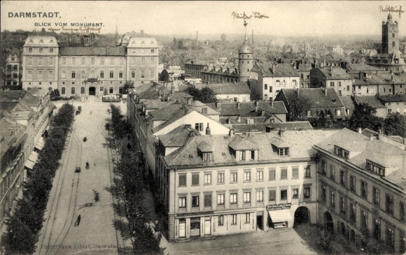 Postcard Darmstadt in Hesse, general view, monument