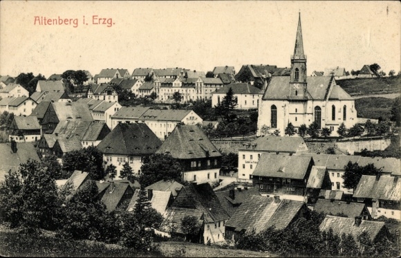 Ak Altenberg im Erzgebirge, Stadtansicht, Kirche, Häuser, Landschaft