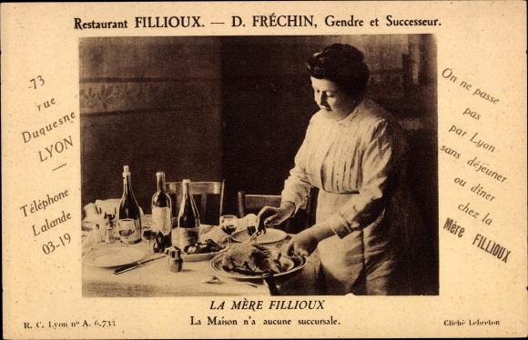 Postcard Lyon Rhône, Restaurant Fillioux, Mother Fillioux