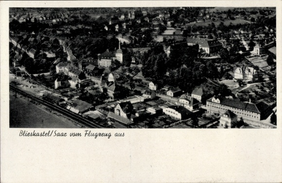 Postcard Blieskastel in the Saarpfalz district, aerial photograph