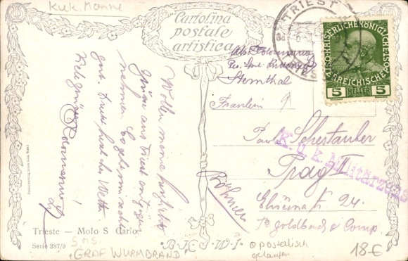 Artist Postcard Romandini, Trieste Friuli Venezia Giulia, steamer Graf Wurmbrand in the harbor, Öst. Lloyd