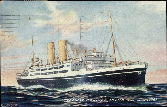 Ak-stoomboot Melita, Canadese Stille Oceaan