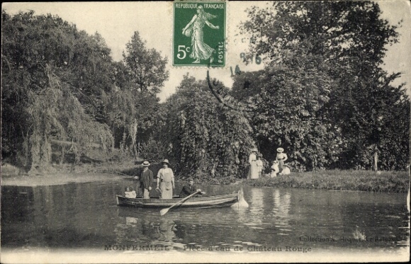 Ak Montfermeil Seine Saint Denis, Place d'eau de Chateau Rouge, Boot