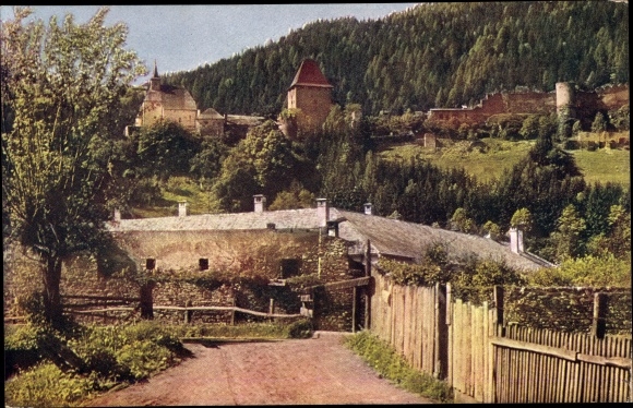 Postcard Friesach in Carinthia, ruin Petersberg