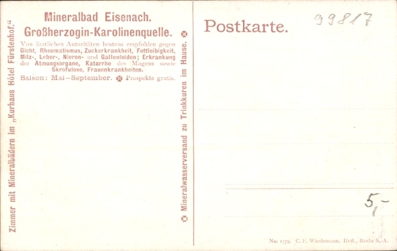 Ak Eisenach in Thüringen, drink- en kleedruimte