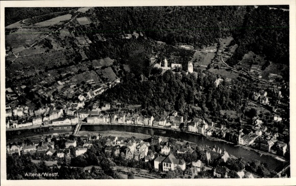 Postcard Altena in Westphalia, aerial photograph