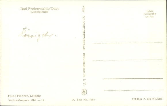 Postcard Bad Freienwalde an der Oder, Leninstraße, Konsum department store, HO