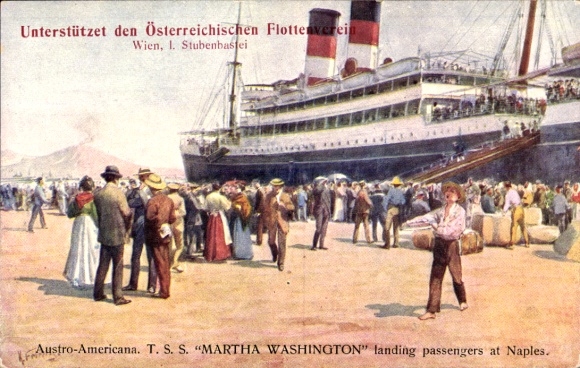 Kunstenaar Ak Napoli Napels Campania, Piroscafo Martha Washington, Cosulich Line, Sbacro dei passeggeri
