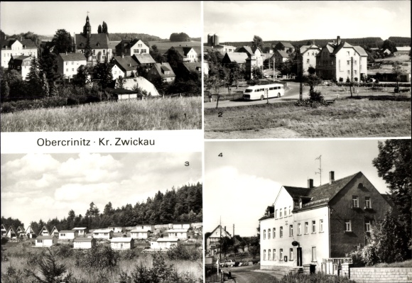 Ak Obercrinitz Crinitzberg Sachsen, Gesamtansicht, Gaststätte Neue Welt, Bungalowsiedlung Amselgrund