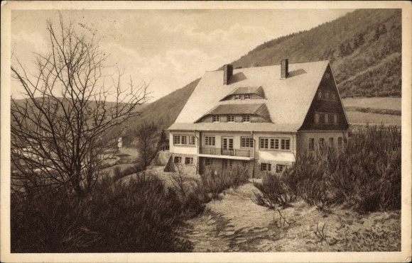 Postcard Gemünd Schleiden Eifel, youth hostel near the Urfttalsperre