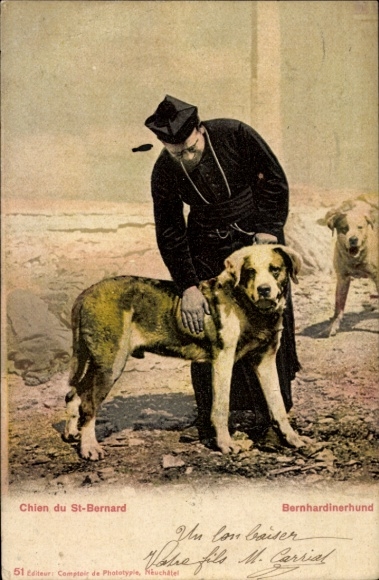 Picture priest with St. Bernard