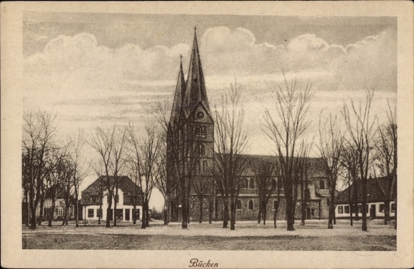 Postcard Bücken in Lower Saxony, church, square