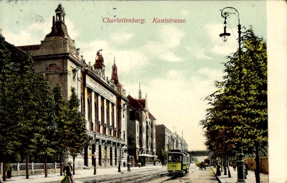 Ak Berlin Charlottenburg, Kantstraße, Straßenbahn