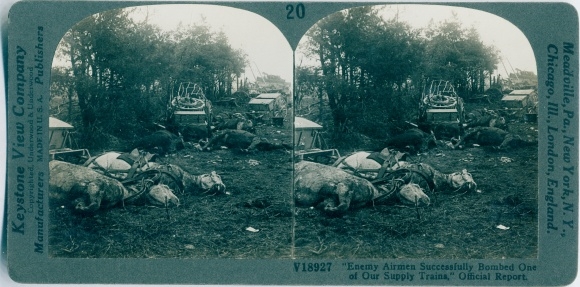 Stereo photo Enemy Airmen successfully bombed one of our supply trains, I WK