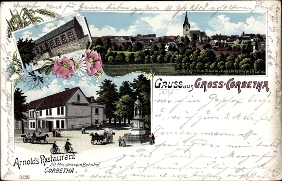 Chromo-Litho Corbetha Korbetha Schkopau in the Saalekreis, general view, Arnolds Restaurant