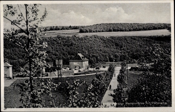 Postcard Kransberg Usingen in Taunus Hesse, inn and guesthouse at Herrenmühle, panorama