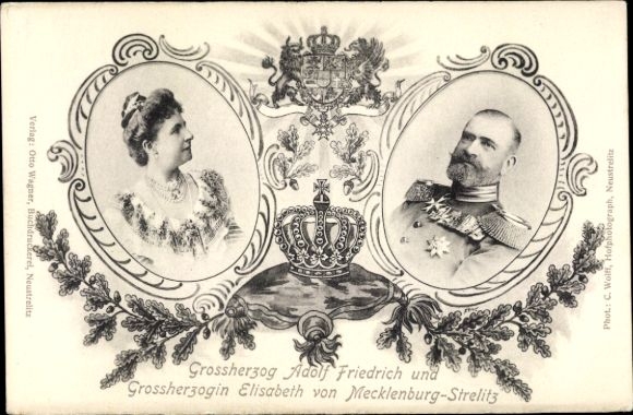 Postcard Grand Duke Adolf Friedrich V of Mecklenburg-Strelitz with Grand Duchess Elisabeth